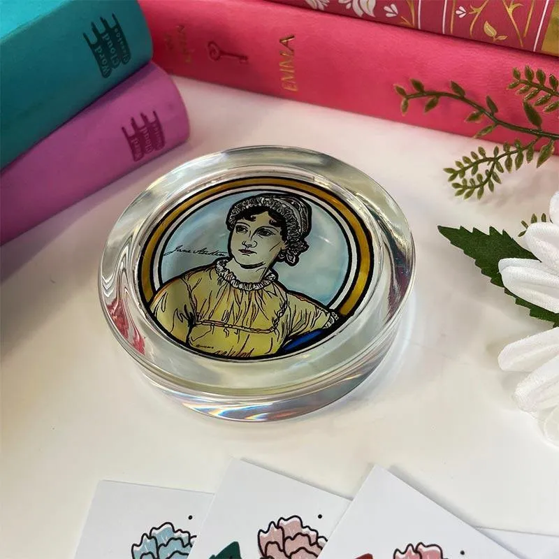 Jane Austen Ornament - Hand Painted 'Stained Glass' Paperweight