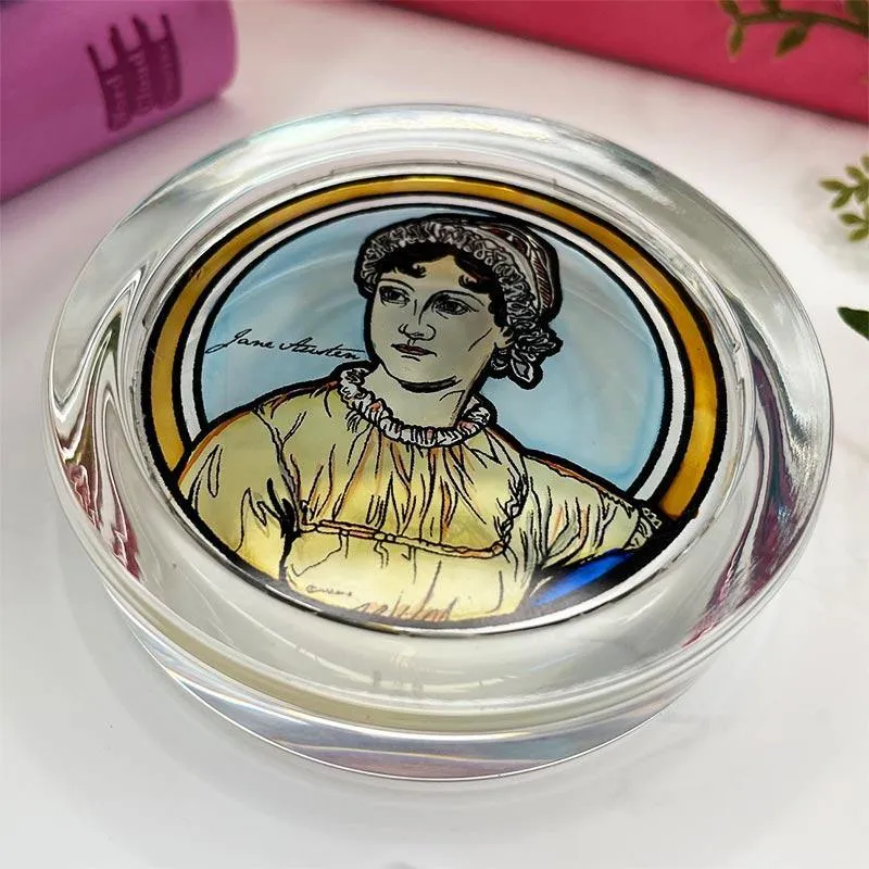 Jane Austen Ornament - Hand Painted 'Stained Glass' Paperweight