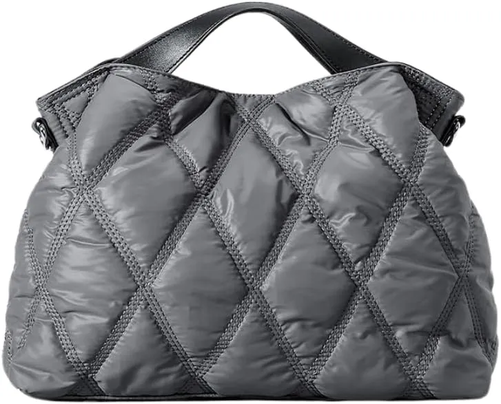 JHTPSLR Large Puffer Tote Bag for Women Quilted Puffer Handbags Puffy Tote Bags Shoulder Bags Trendy Bags 2025