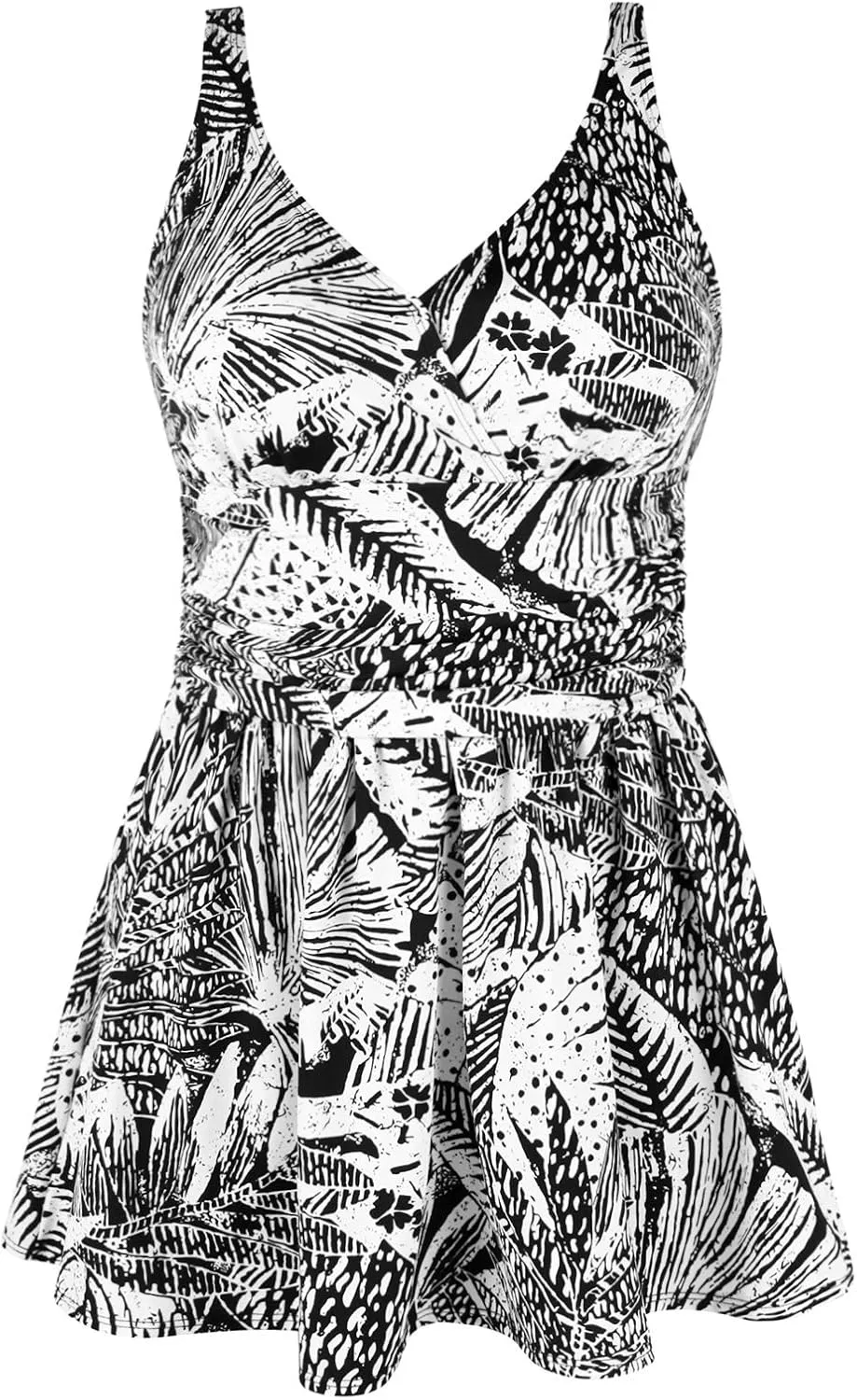 JINXUEER Plus Size Swimsuit Tummy Control Swimwear One Piece Floral Print Swimdress with Flared Skirt for Women