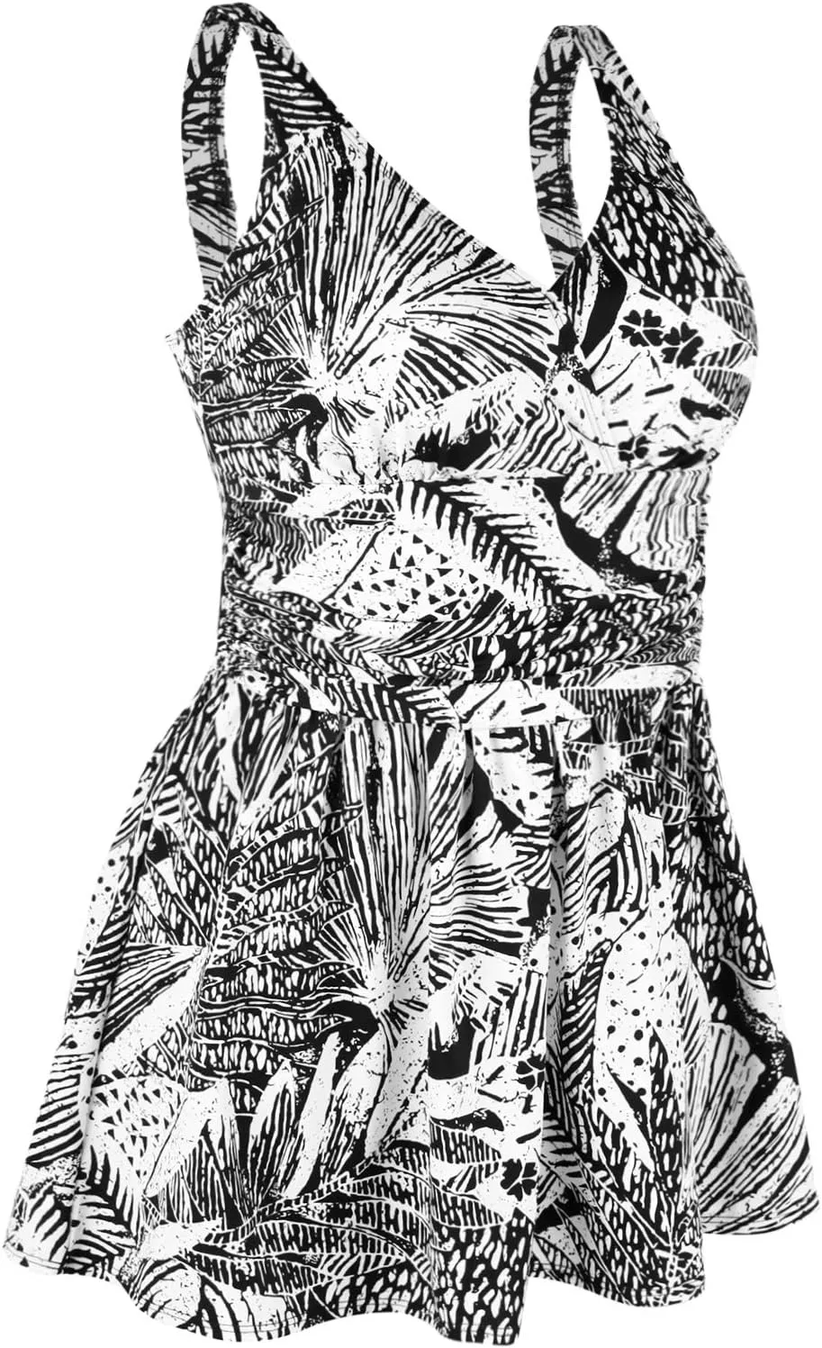 JINXUEER Plus Size Swimsuit Tummy Control Swimwear One Piece Floral Print Swimdress with Flared Skirt for Women