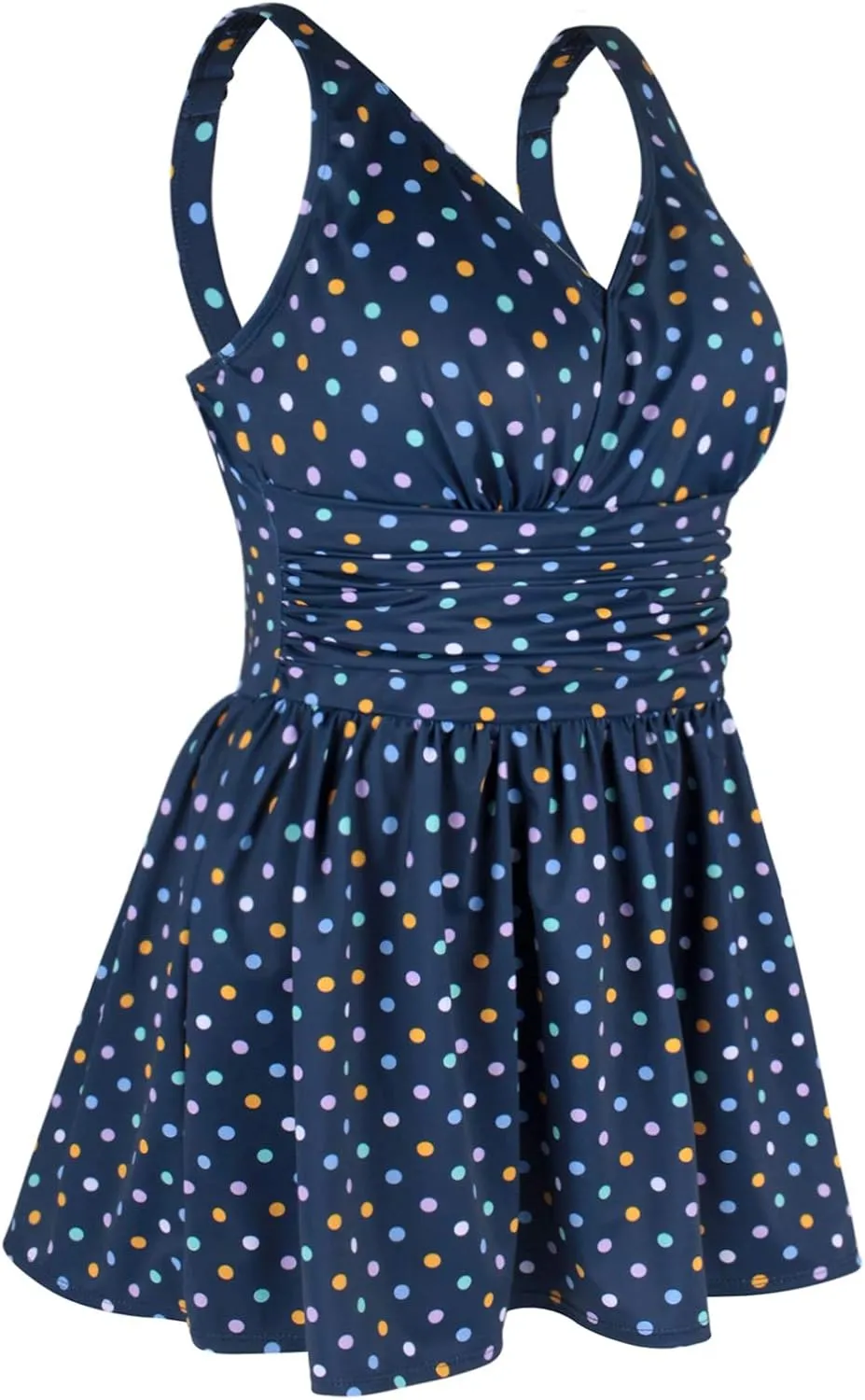 JINXUEER Plus Size Swimsuit Tummy Control Swimwear One Piece Floral Print Swimdress with Flared Skirt for Women