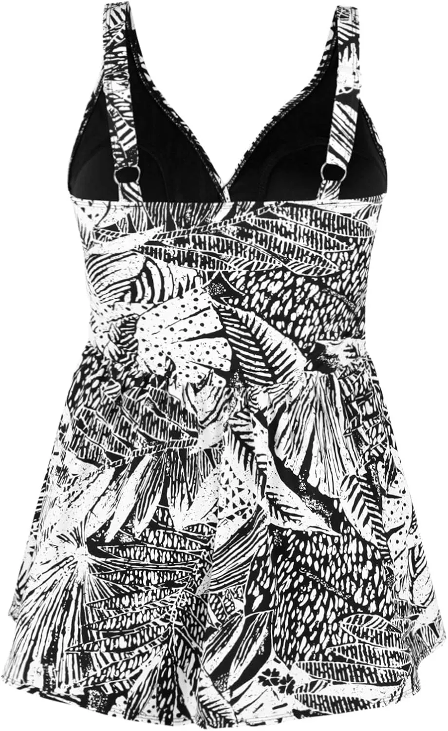 JINXUEER Plus Size Swimsuit Tummy Control Swimwear One Piece Floral Print Swimdress with Flared Skirt for Women