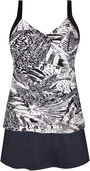 JINXUEER Plus Size Swimsuits Ruched Modest Swimdress Floral Tankini Swimwear Two Piece Skirt Bathing Suit for Women