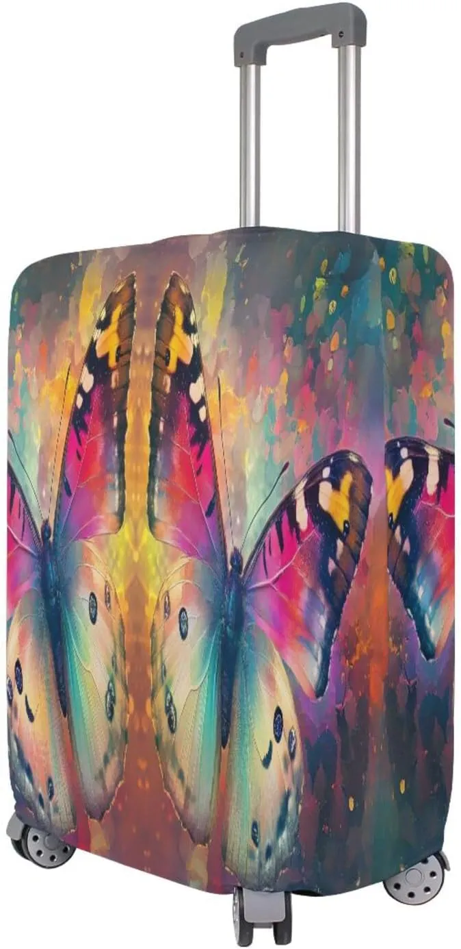 Joisal Butterflies Colors Large Luggage Cover Fit 18-32 Inch Luggage Covers Tsa Approved Elastic Suitcase Accessories