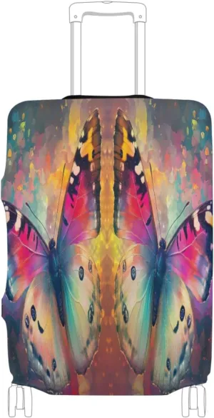 Joisal Butterflies Colors Large Luggage Cover Fit 18-32 Inch Luggage Covers Tsa Approved Elastic Suitcase Accessories