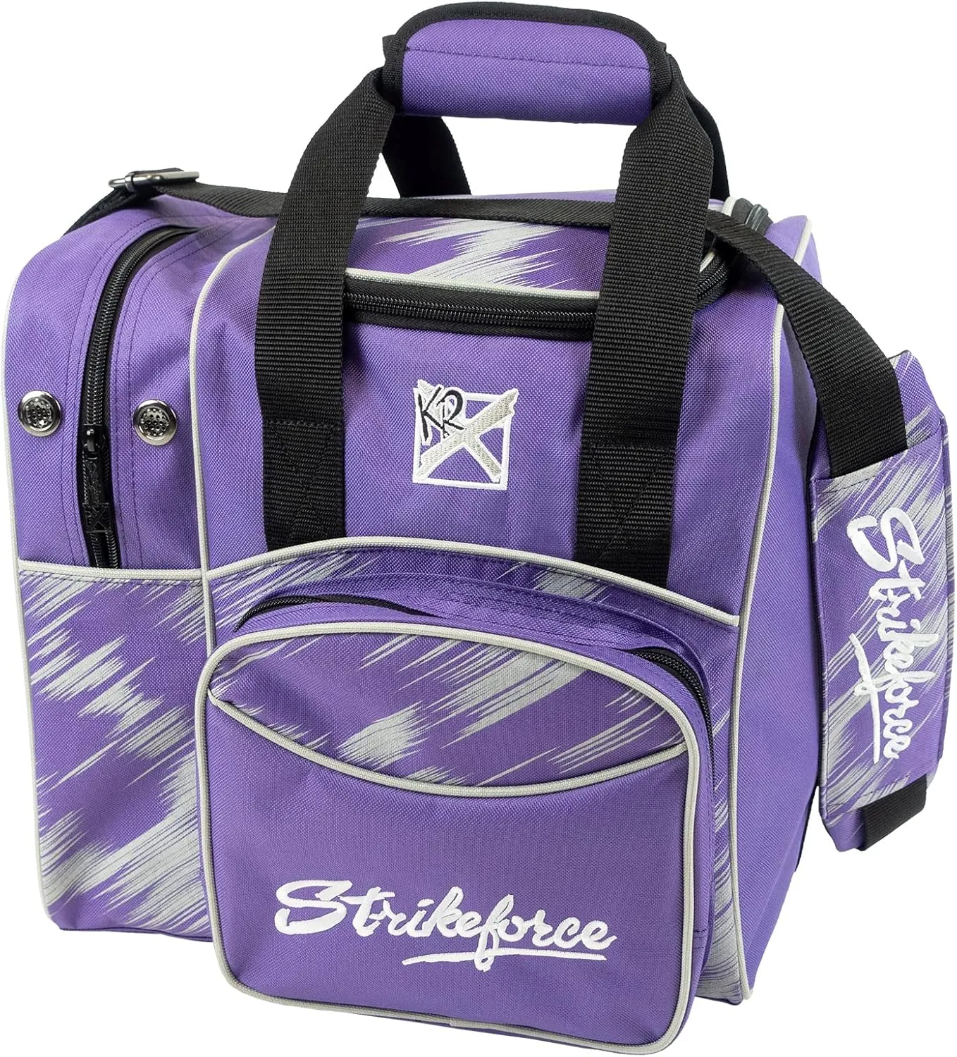 KR Strikeforce Flexx Single Tote Bowling Bag with Side Shoe Compartment and Front Accessory Compartment