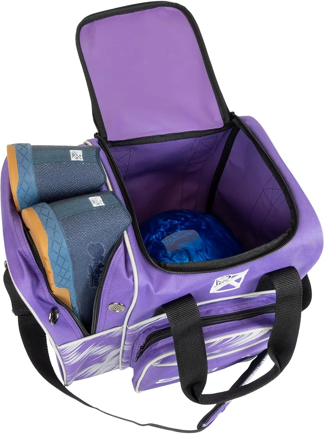KR Strikeforce Flexx Single Tote Bowling Bag with Side Shoe Compartment and Front Accessory Compartment