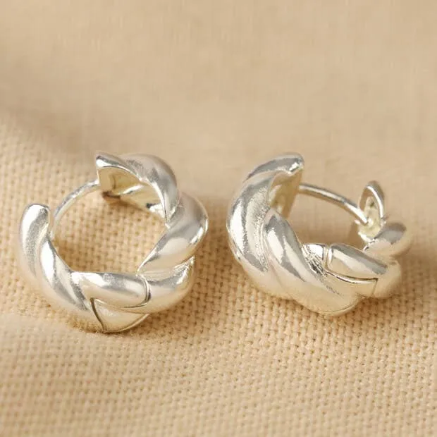 L.A. Silver Rope Huggie Hoop Earrings