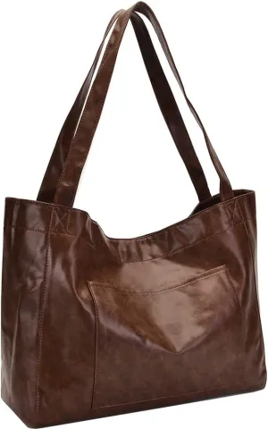 Large Shoulder Bags Oversize Tote Bags Oil Wax Leather Handbags for Women Vintage Laptop Briefcase Weekender Bags