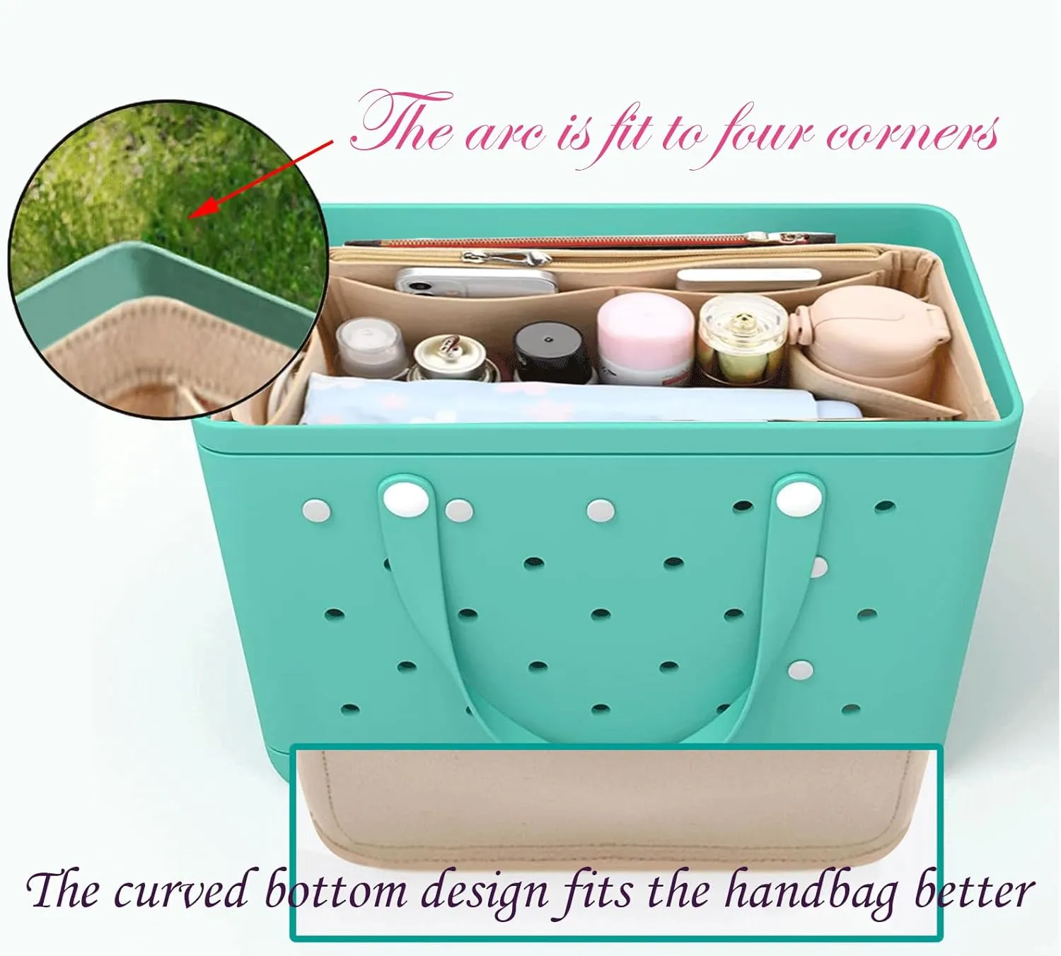 Lckaey Beach Bag Organizer for bogg bag accessories medium Storage bags Organizing bogg divider 3018coffee-M