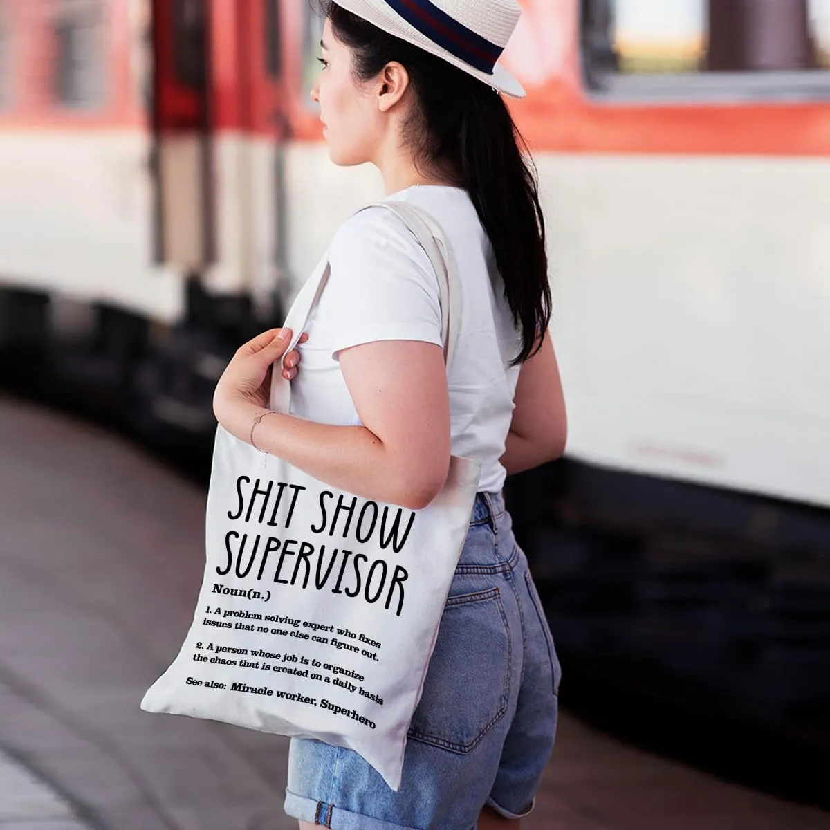 Leadership Boss Lady Chaos Coordinator Librarian Dance Teacher Supervisor Appreciation Gifts Tote Bag Reusable Grocery Bags