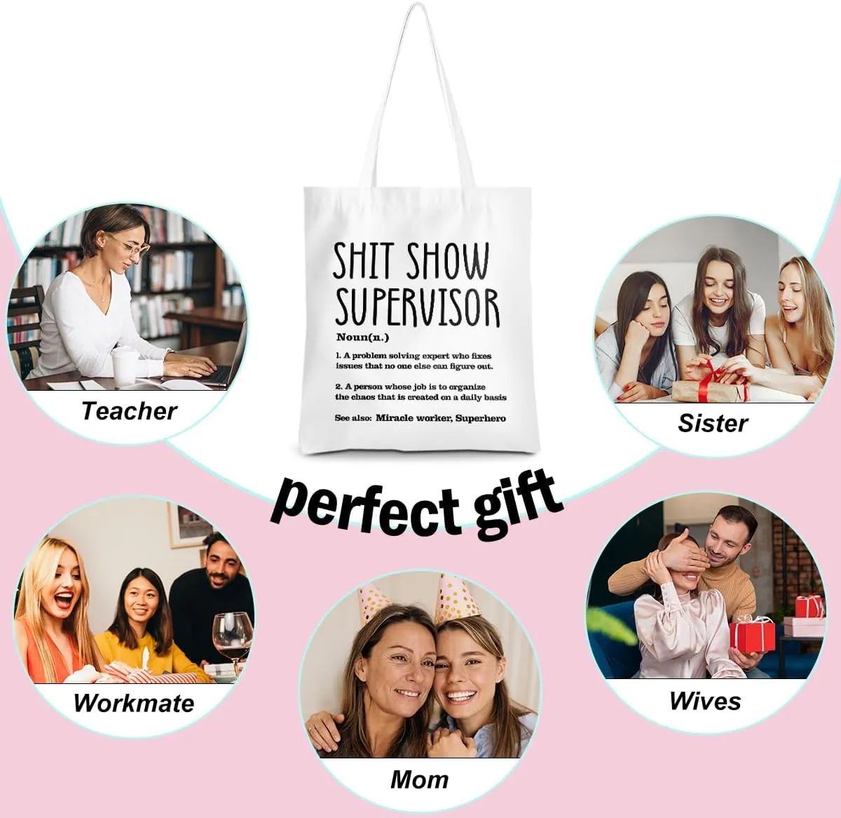 Leadership Boss Lady Chaos Coordinator Librarian Dance Teacher Supervisor Appreciation Gifts Tote Bag Reusable Grocery Bags