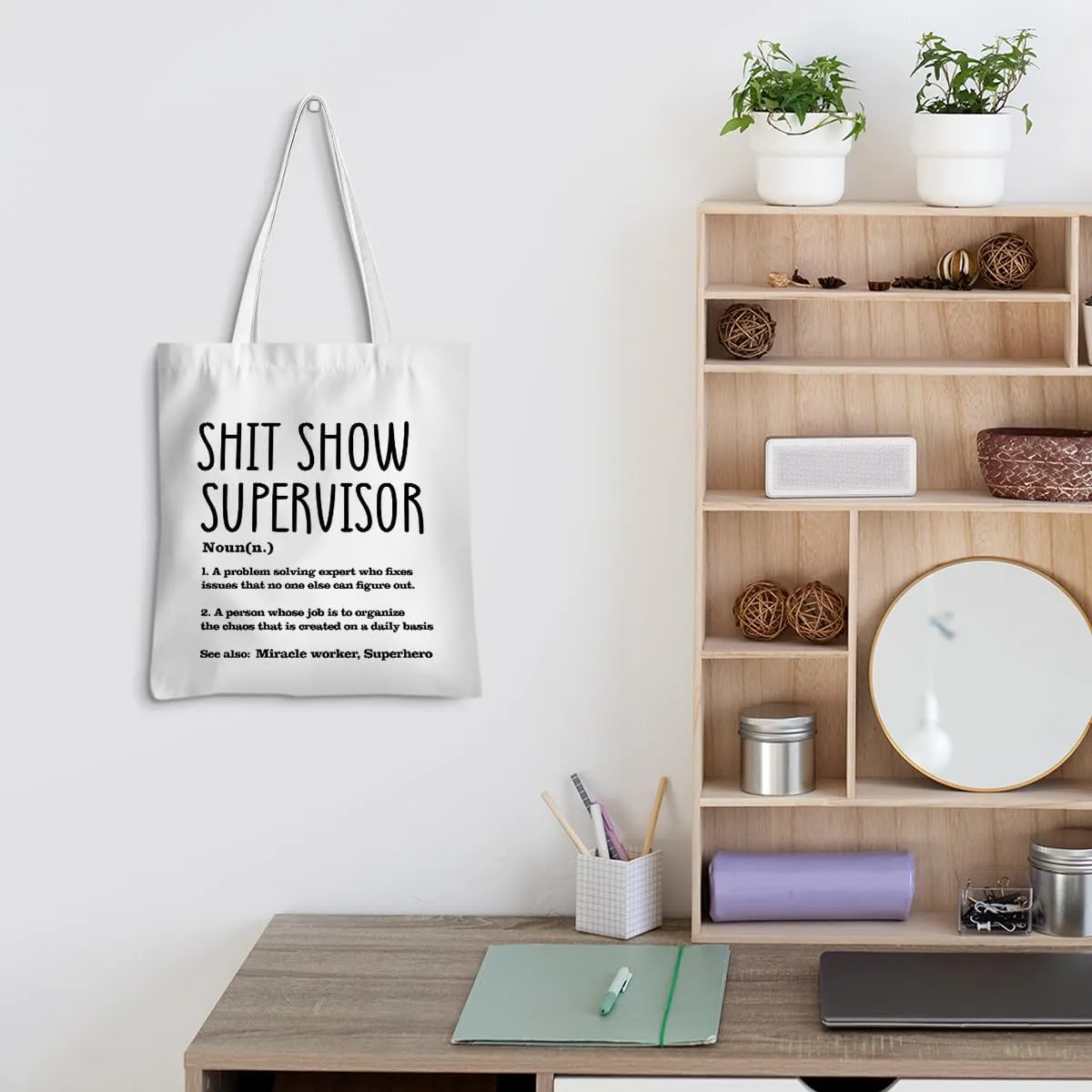 Leadership Boss Lady Chaos Coordinator Librarian Dance Teacher Supervisor Appreciation Gifts Tote Bag Reusable Grocery Bags