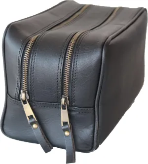 Leather Toiletry Bag for Men, Double Section Toiletry Bag (2 Black)