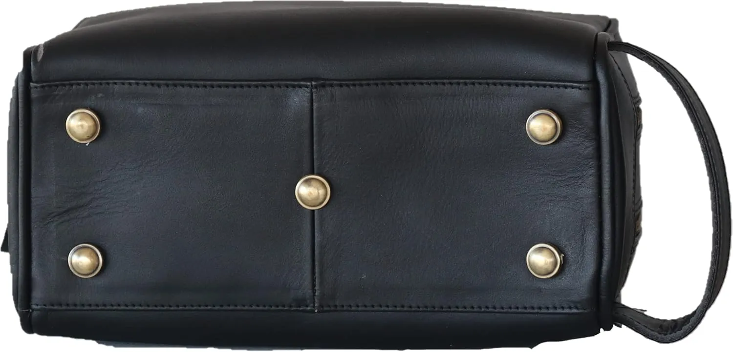 Leather Toiletry Bag for Men, Double Section Toiletry Bag (2 Black)