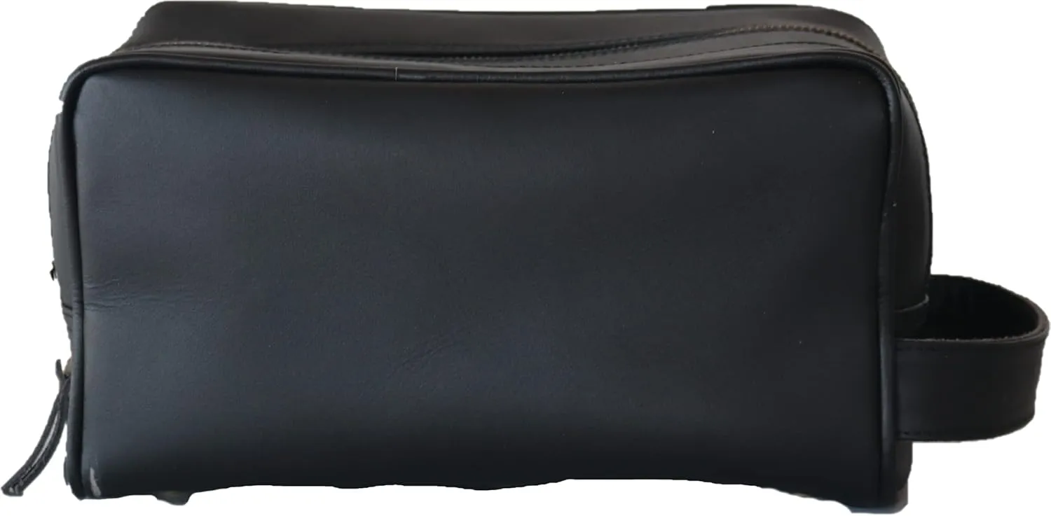 Leather Toiletry Bag for Men, Double Section Toiletry Bag (2 Black)
