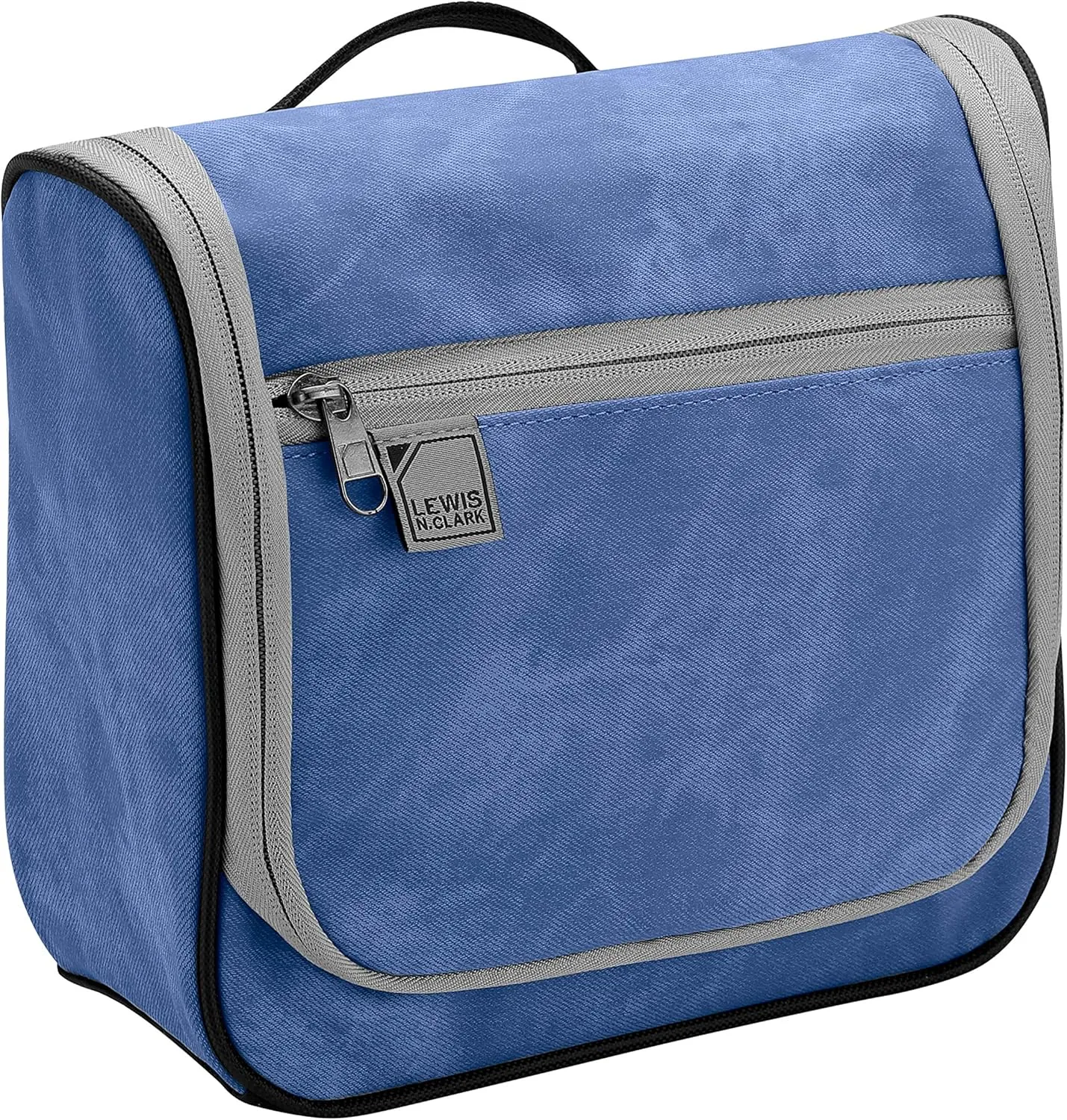 Lewis N. Clark Brushed Twill Hanging Toiletry Kit Bag for Travel Accessories, Shampoo, Cosmetics   Personal Items, Blue