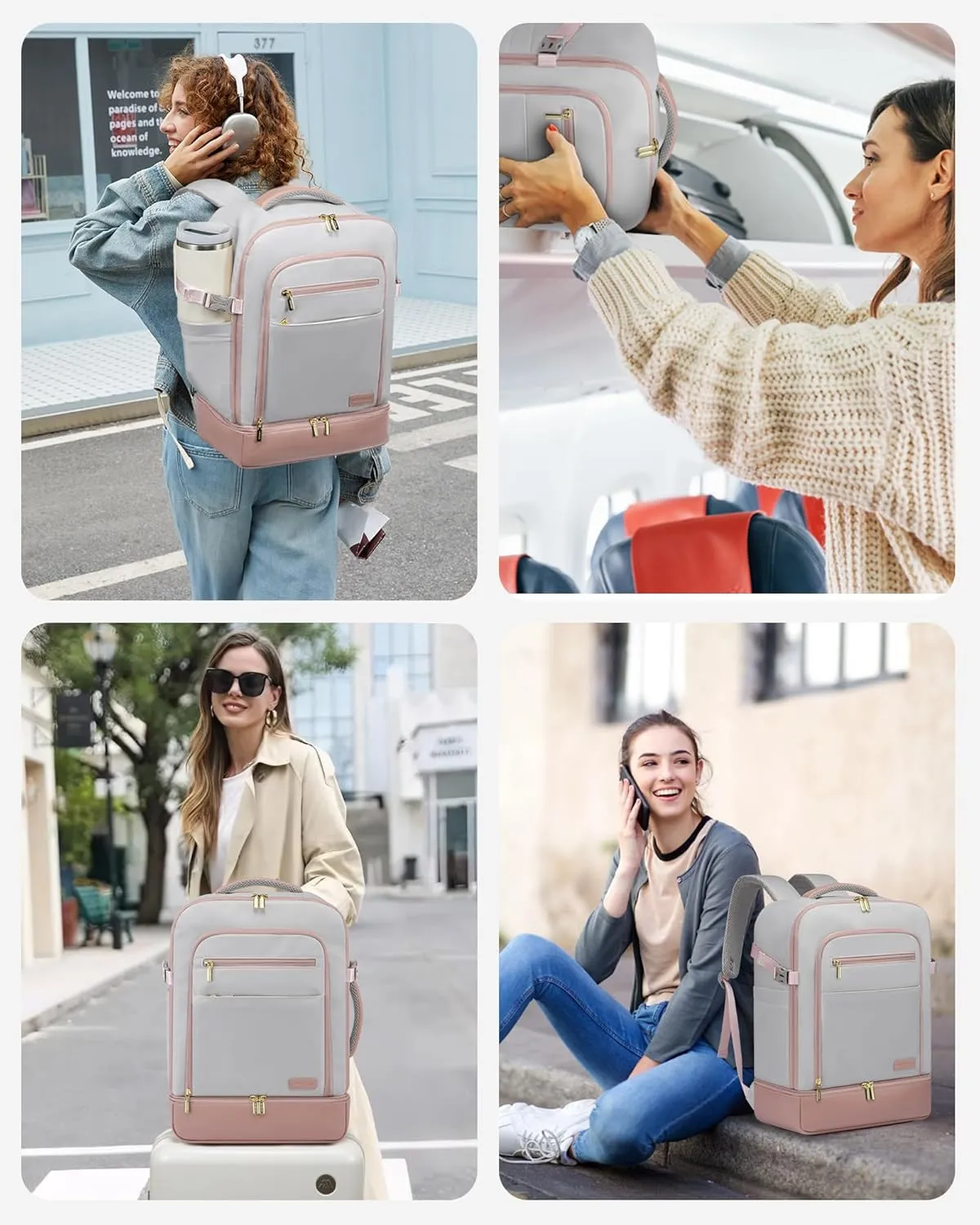 LOVEVOOK Travel Backpack for Women with Shoes Compartment,40L Personal Item Travel Bag Flight Approved Carry On Backpack with 2 Packing Cubes,Large Casual Weekender Luggage Daypack