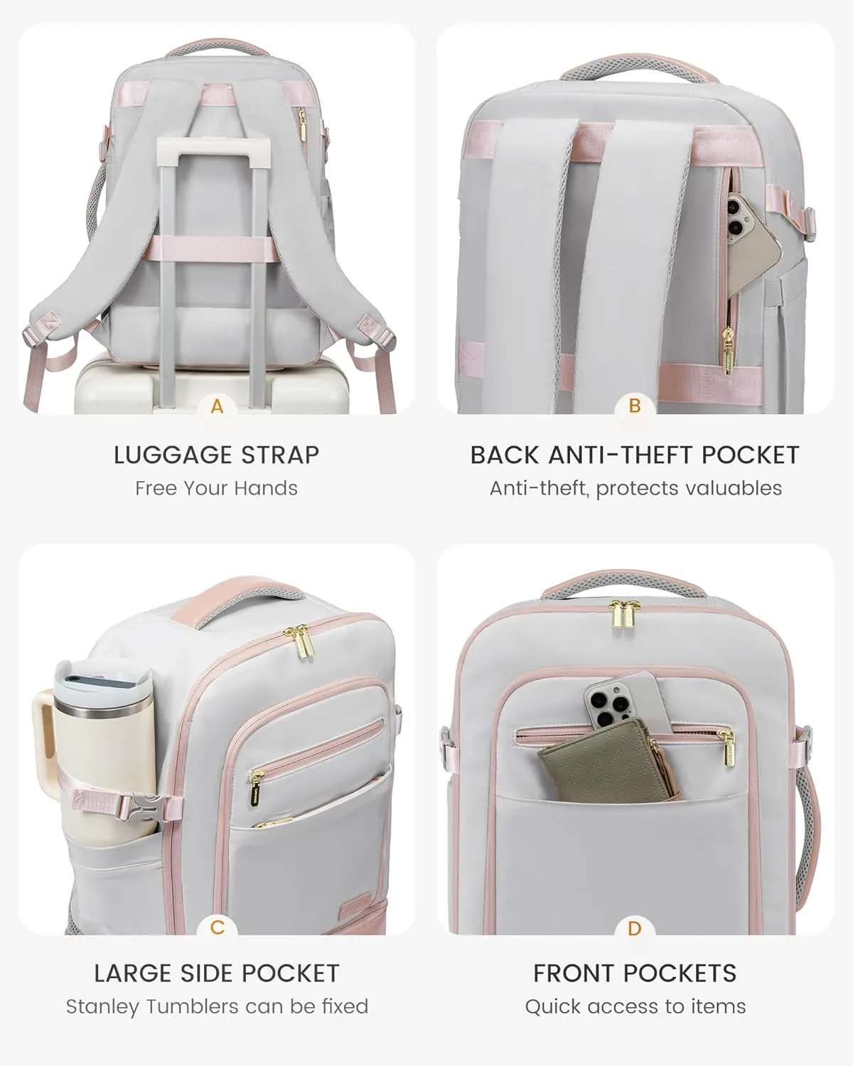LOVEVOOK Travel Backpack for Women with Shoes Compartment,40L Personal Item Travel Bag Flight Approved Carry On Backpack with 2 Packing Cubes,Large Casual Weekender Luggage Daypack