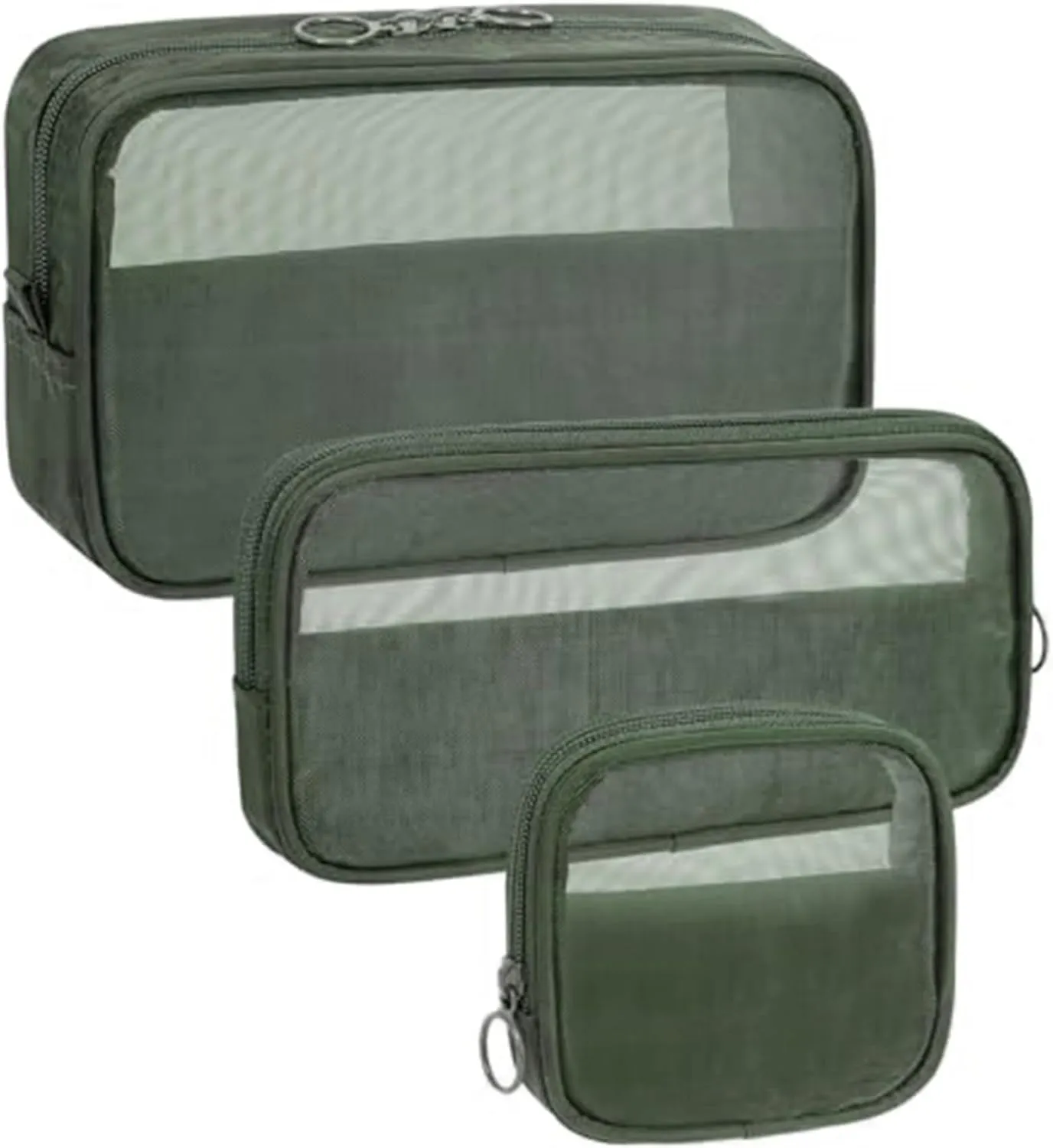 Makeup Bag Set 3Pcs Breathable Mesh Makeup Bag 3 Sizes Cosmetic Bags Visible Diaper Bag Organizer Portable Travel Pouches for Toiletries Purse Diaper Makeup Bag Set Small Cosmetic Bag Mesh Toiletry B