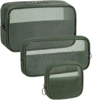 Makeup Bag Set 3Pcs Breathable Mesh Makeup Bag 3 Sizes Cosmetic Bags Visible Diaper Bag Organizer Portable Travel Pouches for Toiletries Purse Diaper Makeup Bag Set Small Cosmetic Bag Mesh Toiletry B