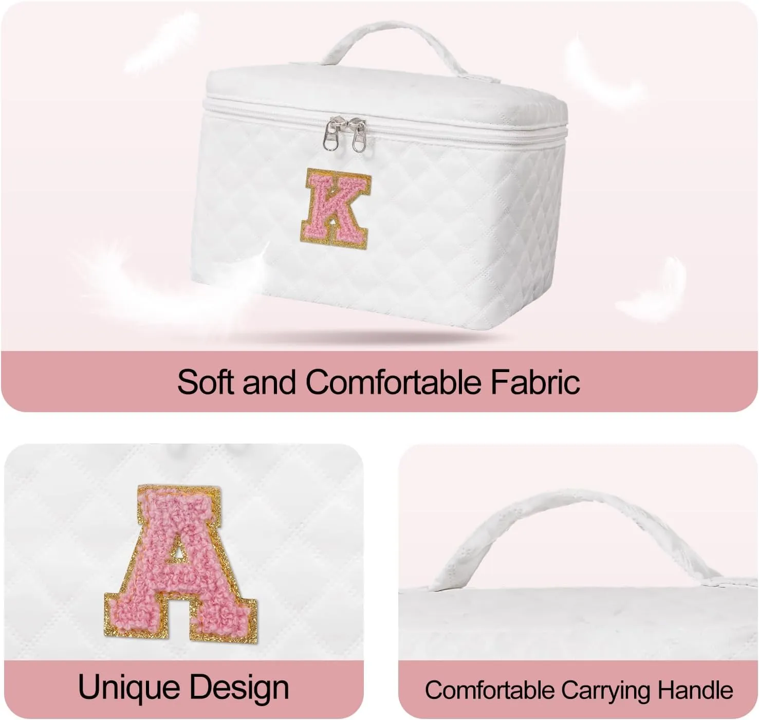 Makeup Bag Set,Initial Cosmetic Bag for Women,Cute Make Up Bags,Toiletry Organizer Travel Accessories-B