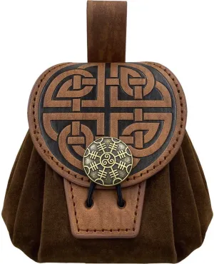 Medieval Embossed Leather Belt Pouch, Retro Renaissance Portable Belt Bag Coin Purse Dice Bag Cosplay Costume Accessories