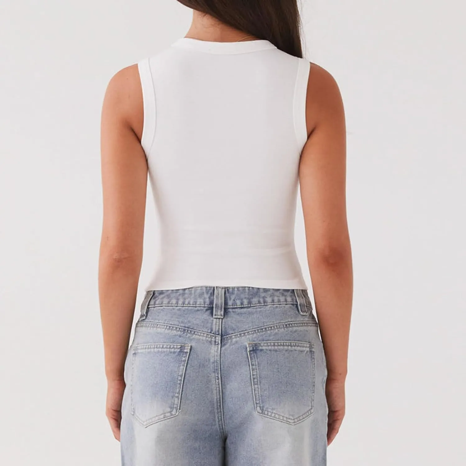 Meihuida Women Ribbed Button Down Y2k Going Out Crop Tank Top Sleeveless Knit Vest Tops