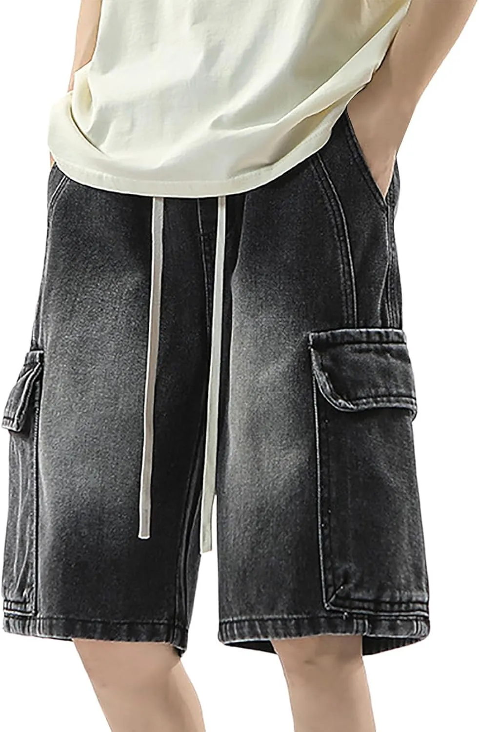 Mens Baggy Denim Jorts Y2K Vintage Loose Fit Hip Hop Jean Shorts Casual Summer Long Jeans Trendy Outfits