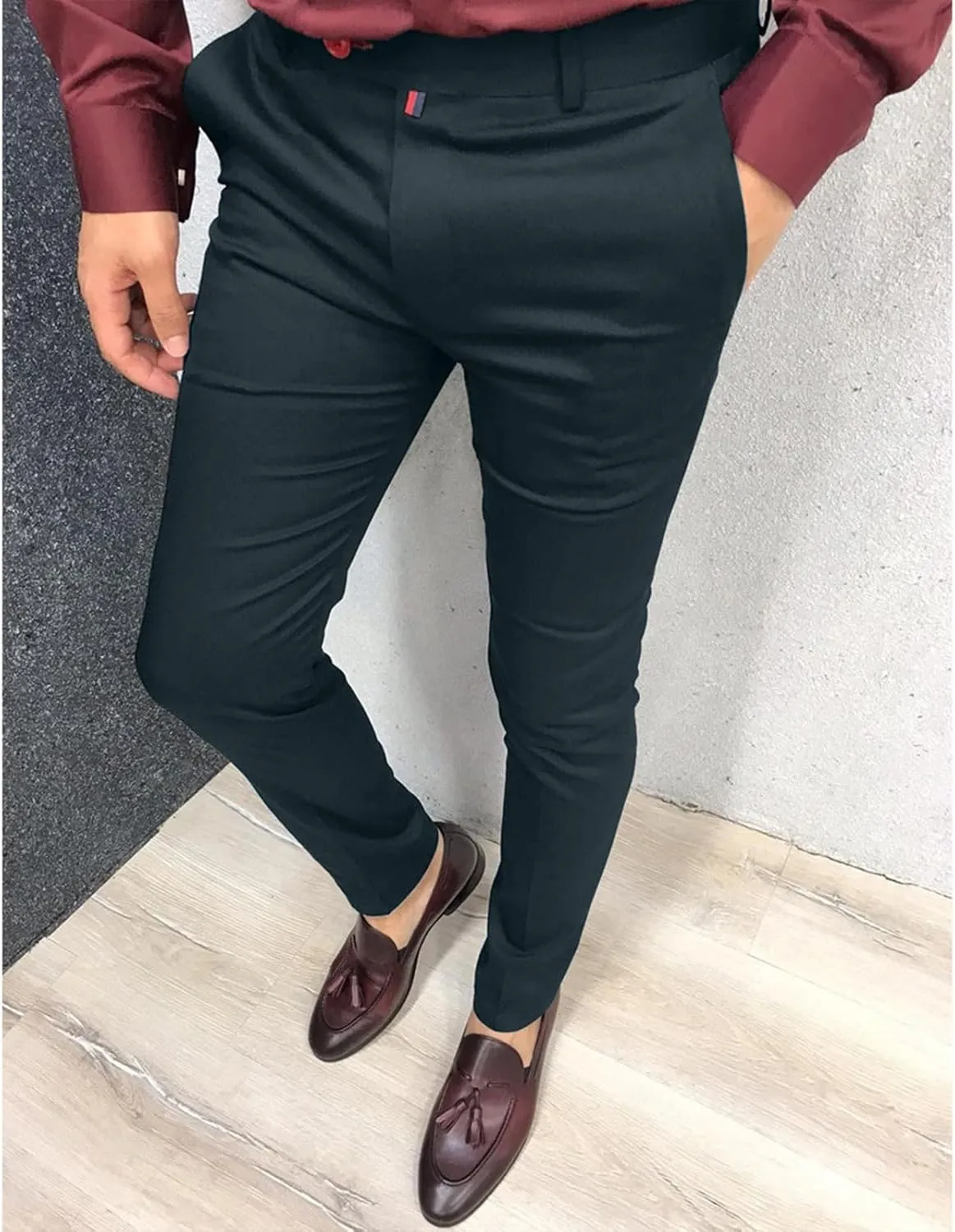 Men's Dress Pants Fashion Stretch Skinny Slim Fit Regular Fit Business Chino Pants Casual Fashion Golf Pencil Pants