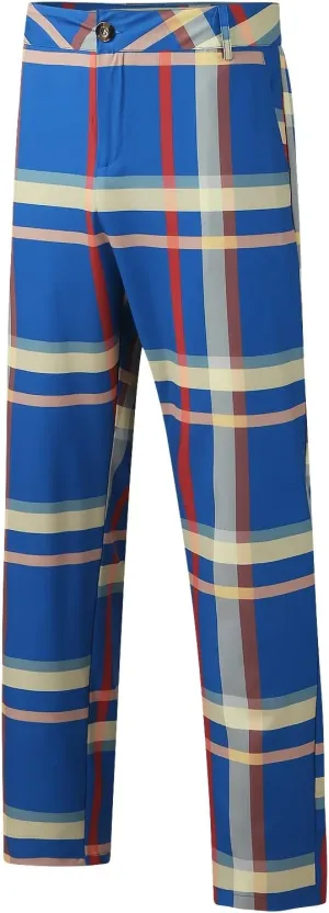 Mens Fashion Dress Pants Plaid Skinny Slim Fit Suit Pants Stretch Regular Fit Business Casual Floral Pencil Chinos Pants