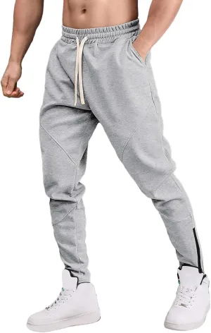 Mens Heavyweight Fleece Tapered Jogger Sweatpants with Zipper Ankle Casual Slim Fit Gym Sport Running Workout Athletic Pants