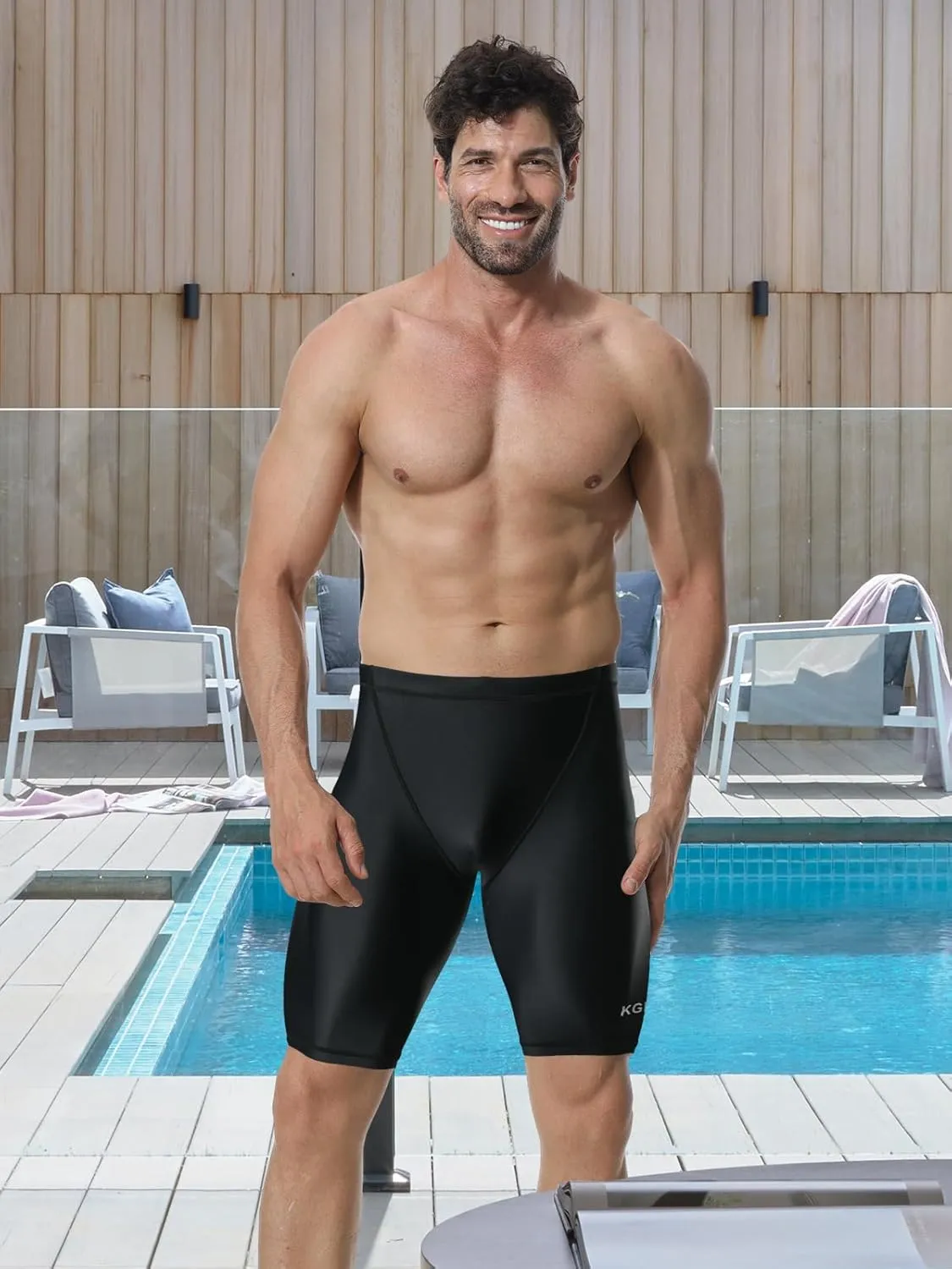Mens-Swim-Jammers Athletic-Swimwear Quick-Dry-Shorts Durable-Team-Swimsuits - Drawstring Competition Swimming UPF50 