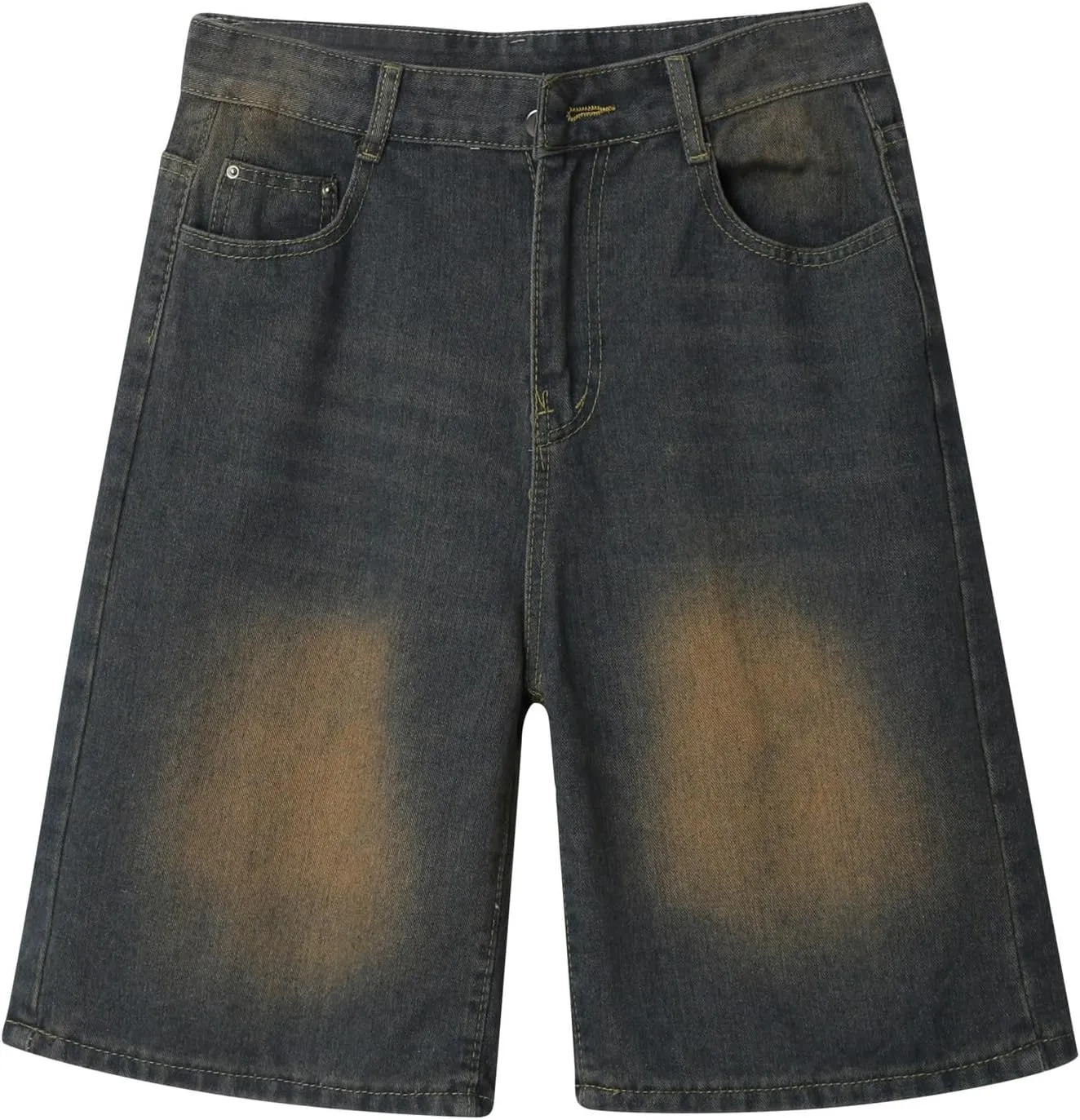Men's Wide Leg Y2K Hip Hop Mid Jean Shorts Work Denim Shorts with Pockets Casual Summer Trendy Outfits