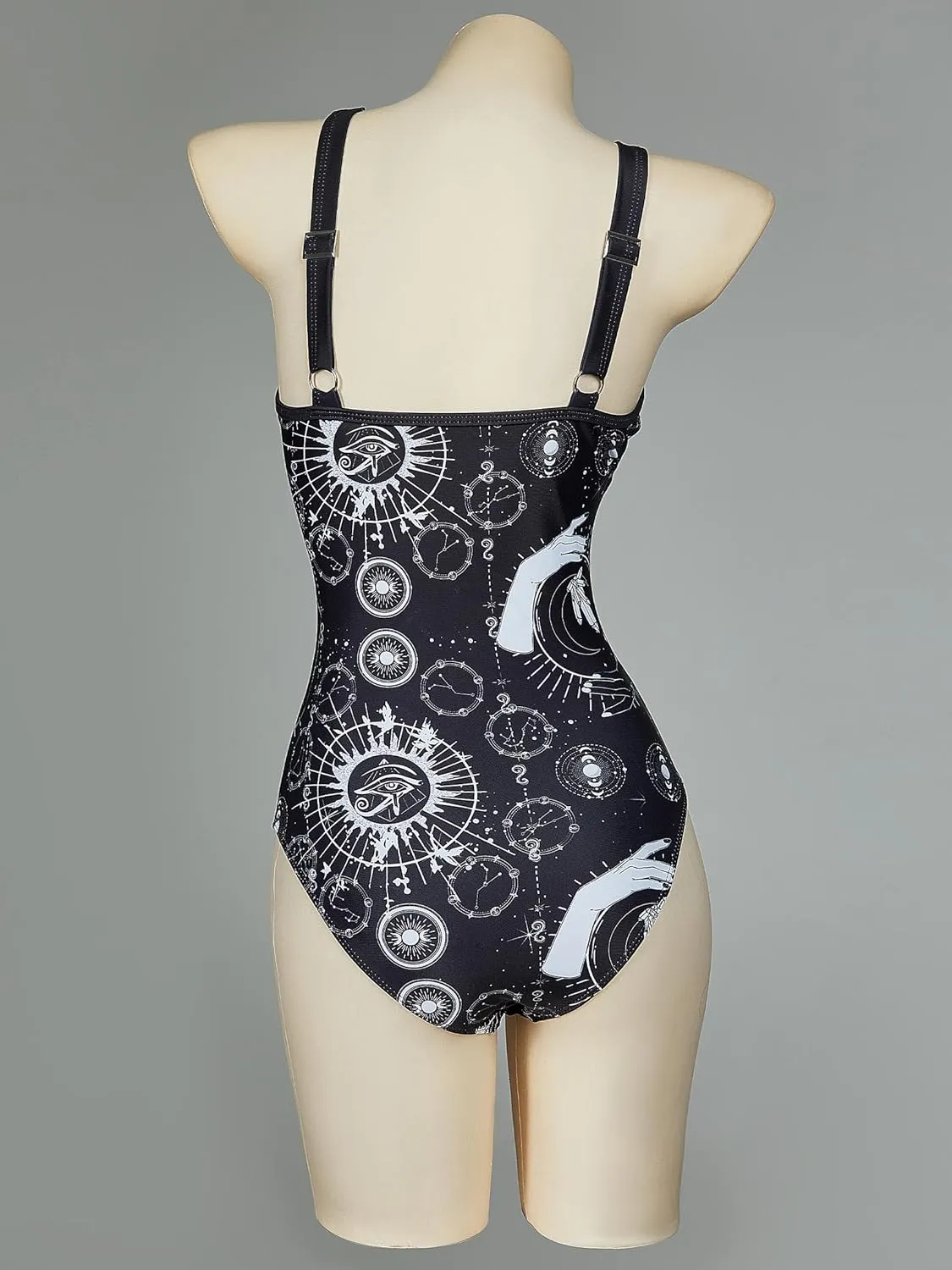 MEOWCOS Goth Swimsuit Star Moon Design Bathing Suit Dark Style Gothic Swimsuit