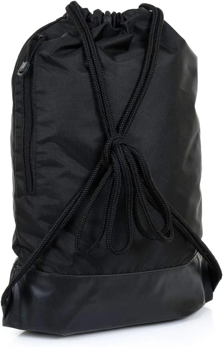 Mintra Sports Drawstring Bags - Backpack, Cinch Sack, Sports, Gym (Black, Boost (14in x 18in))