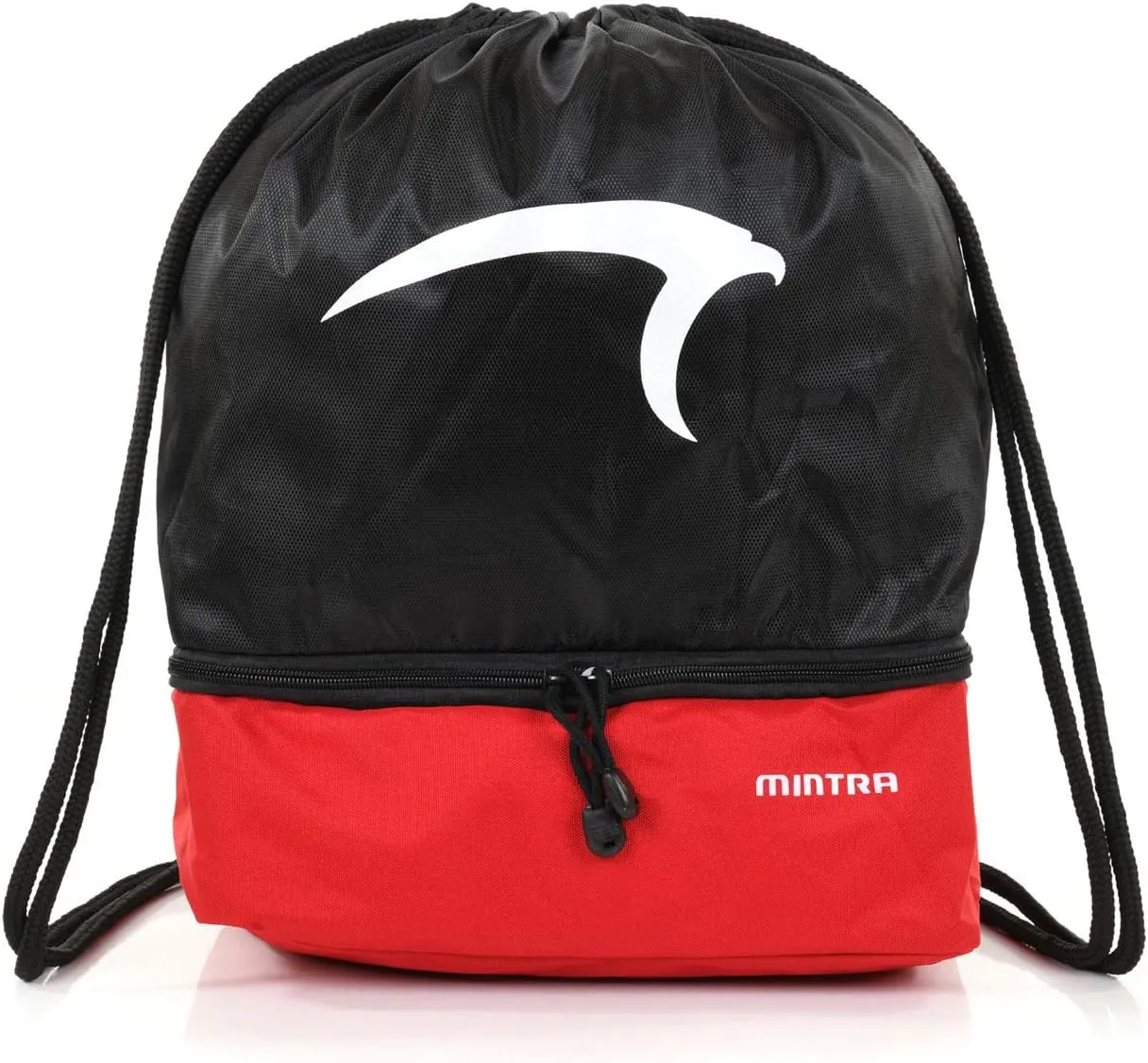 Mintra Sports Drawstring Bags - (Black/Red, Stellar (12in x 18in)) Backpack, Cinch Sackpack, Bag, String, Sports, Gym, Waterproof, Unisex, Used for Gym, Sport, Workout