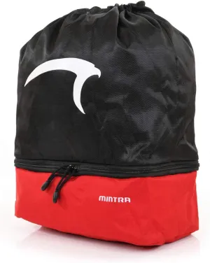 Mintra Sports Drawstring Bags - (Black/Red, Stellar (12in x 18in)) Backpack, Cinch Sackpack, Bag, String, Sports, Gym, Waterproof, Unisex, Used for Gym, Sport, Workout