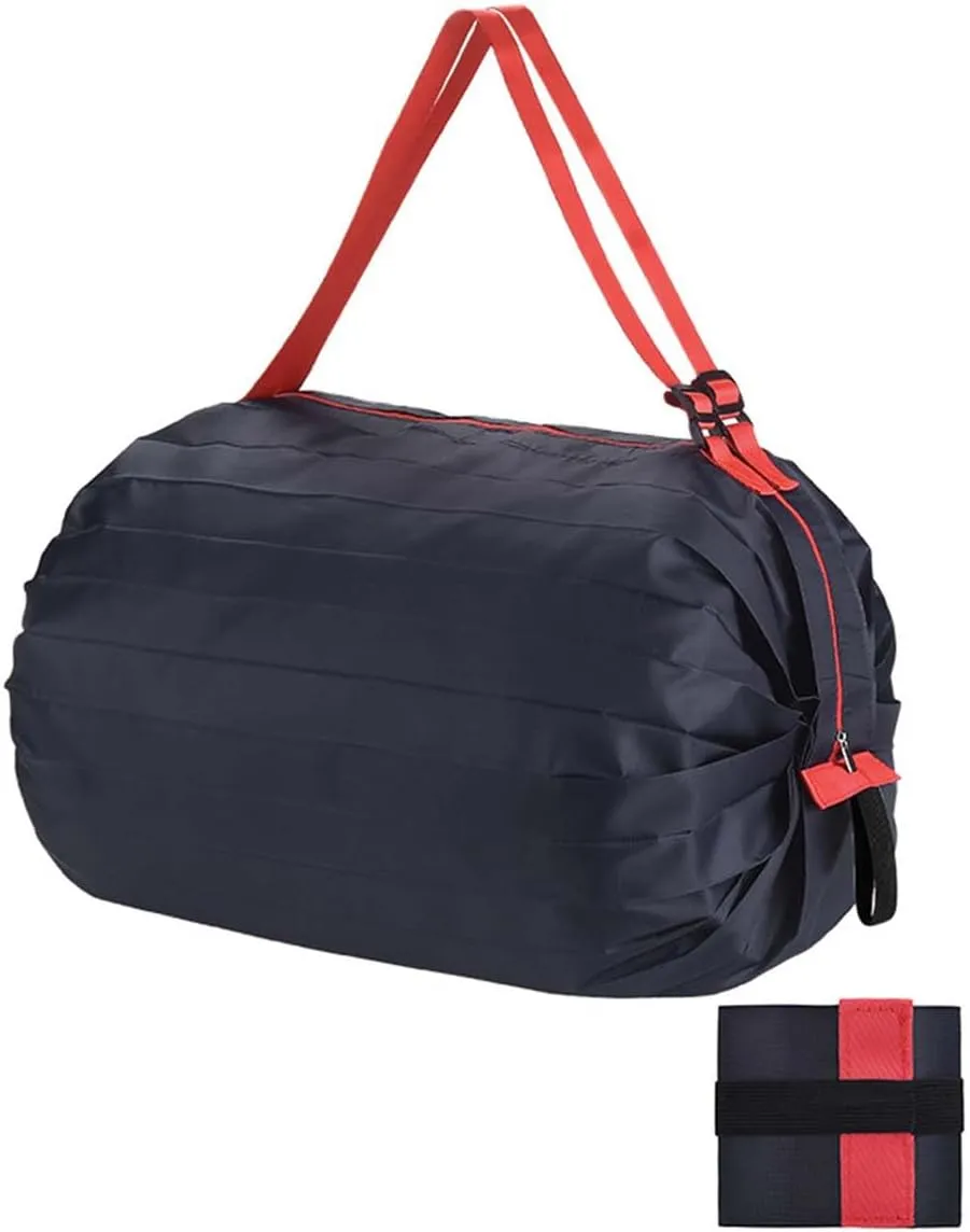MLAFE Foldable Shopping Bags Cart Reusable Shopping Bags Shoulder Shopping Bag Supermarket Shopping Bag for Daily Commuting (Dark Blue)