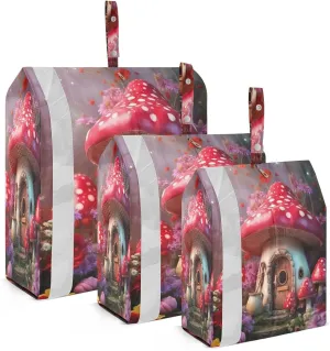 Mushrooms House Fower Packing Cubes for Travel 3 Set Compressible Packing Cubes Luggage Accessories for Travel Compression