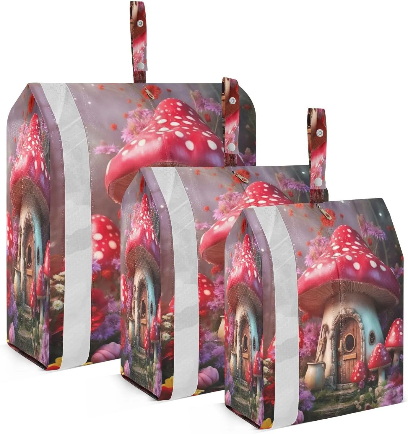 Mushrooms House Fower Packing Cubes for Travel 3 Set Compressible Packing Cubes Luggage Accessories for Travel Compression