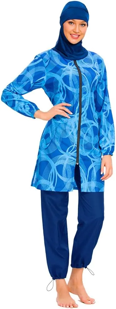 Muslim Swimsuits for Women Islamic Modest Swimwear 3 Piece Long Sleeve Burkinis
