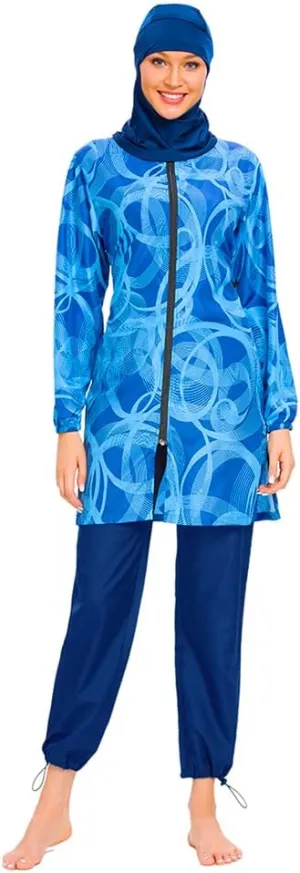 Muslim Swimsuits for Women Islamic Modest Swimwear 3 Piece Long Sleeve Burkinis