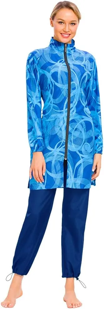 Muslim Swimsuits for Women Islamic Modest Swimwear 3 Piece Long Sleeve Burkinis