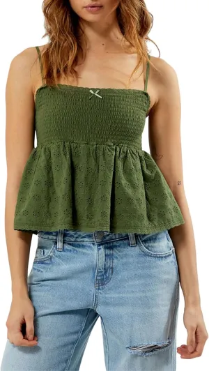 Mxiqqpltky Women Y2k Plaid Babydoll Tank Top Summer Spaghetti Strap Square Neck Ruffle Camisole Cute Flowy Hem Peplum Shirts