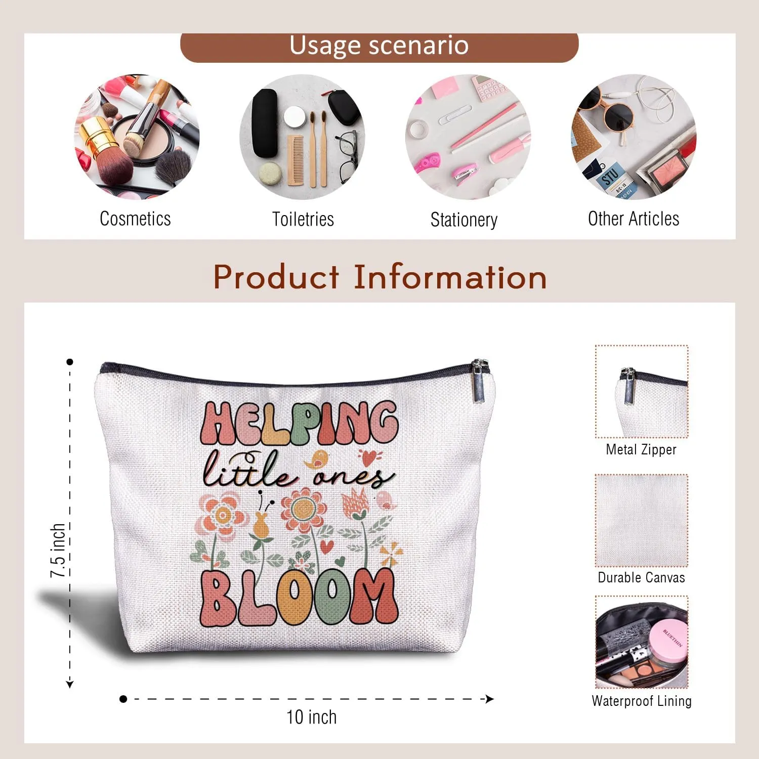 NICU Nurse Gifts: Neonatal & Pediatric Nurse Accessories - Makeup Bag for Women, Helping Little Ones Bloom - Toiletry Bag