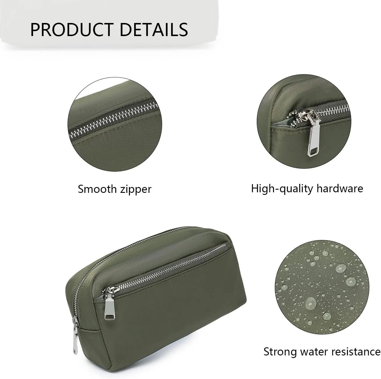 Nylon Female cosmetic bags Canvas toiletry bags Wash bags with large capacity Simple design (Nylon/Army Green)