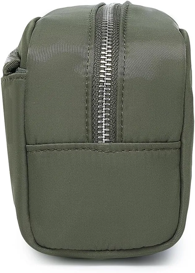 Nylon Female cosmetic bags Canvas toiletry bags Wash bags with large capacity Simple design (Nylon/Army Green)