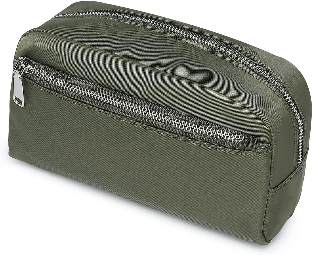 Nylon Female cosmetic bags Canvas toiletry bags Wash bags with large capacity Simple design (Nylon/Army Green)